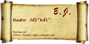 Baahr Jákó névjegykártya